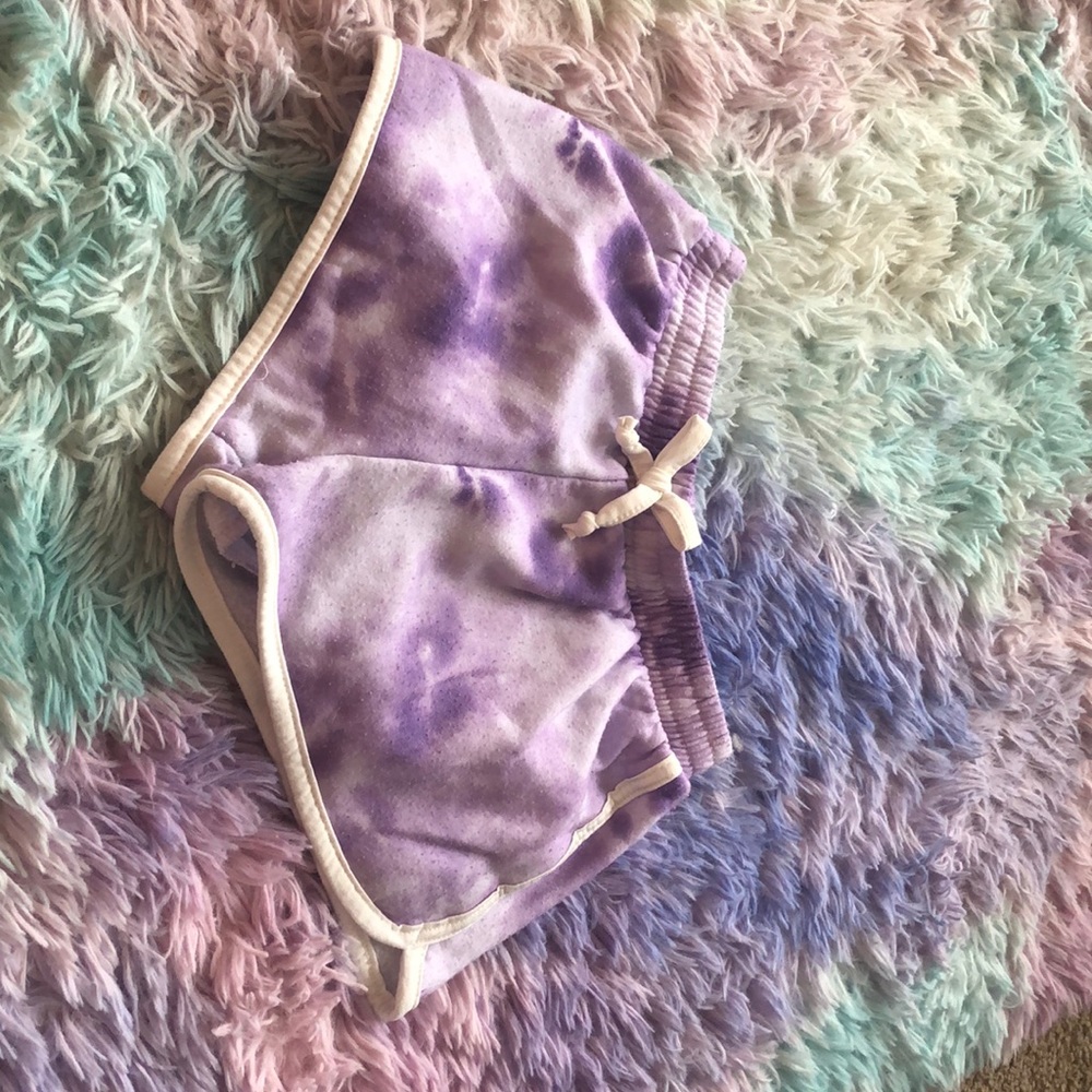 Purple and whitish shorts, really comfy, worn like three times.